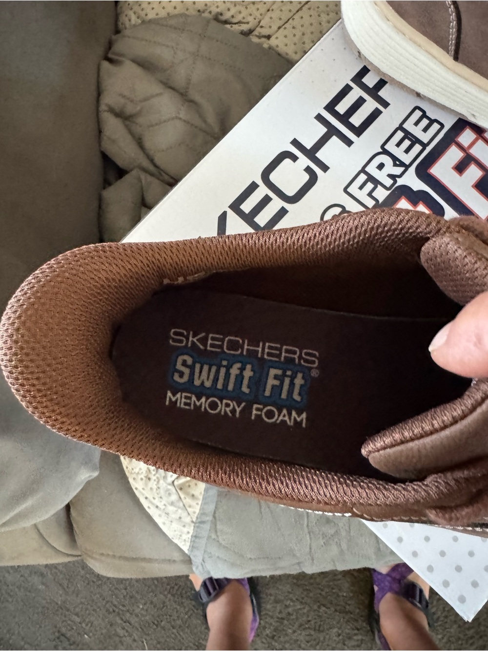 Skechers Men's Brown Lace-Up hands free swift fit - Picture 3 of 7